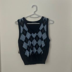 Brandy Melville argyle sweater vest blue